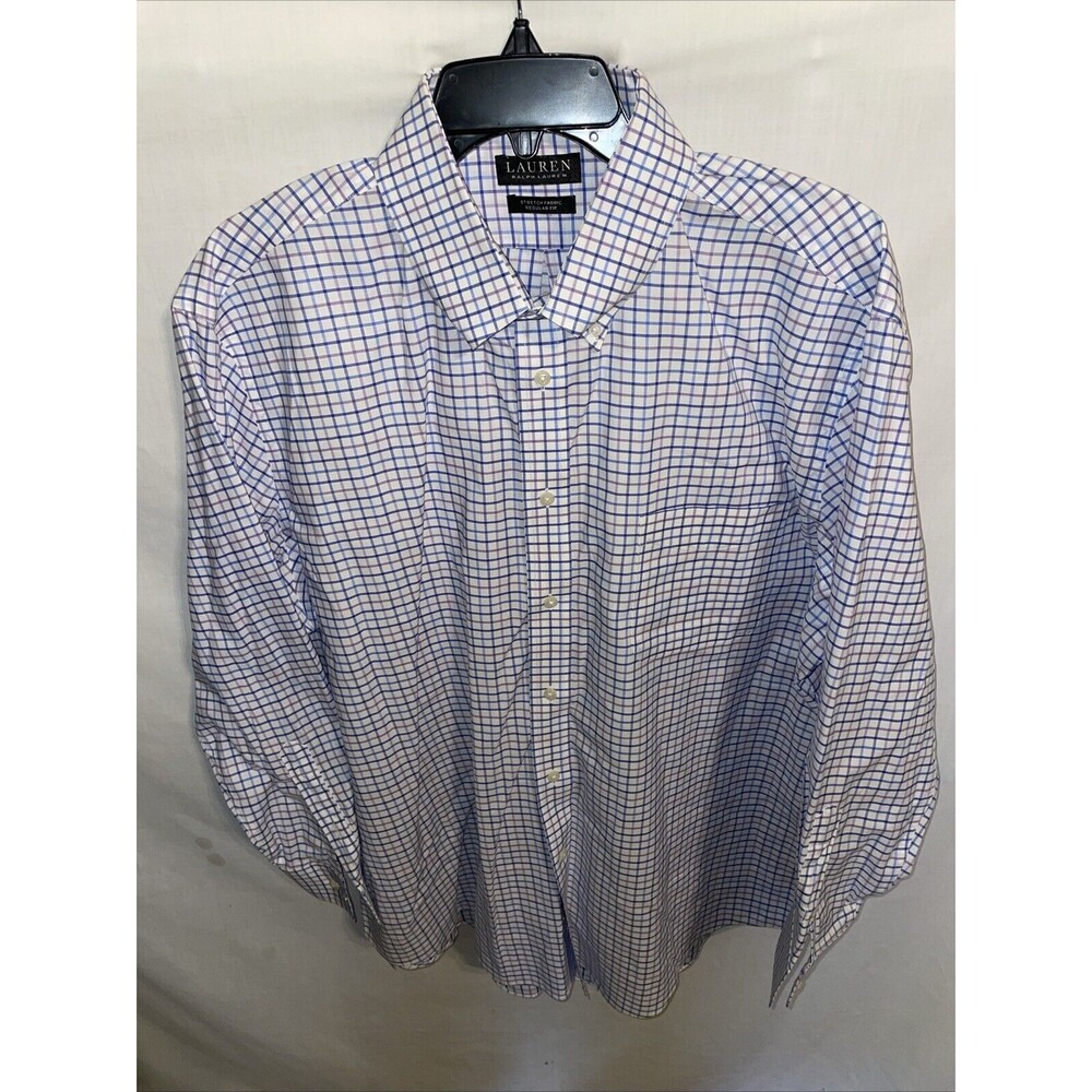 Black Label Lauren Ralph Lauren Men’s Dress Shirt Size XL 17.5 White Striped